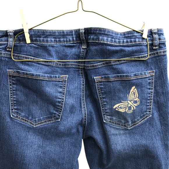 Upcycled Apt. 9 Painted Capris, Cropped Jeans, I Be Hidin’ My Crazy, Size 14 - Picture 9 of 14